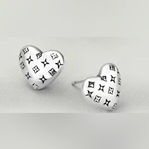 Luxe Inspired Heart Stamped Stud Earrings
